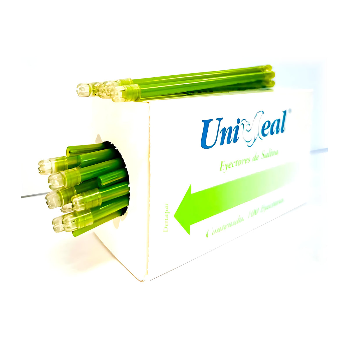 Eyector de saliva verde 100 pzas/caja (uniseal)
