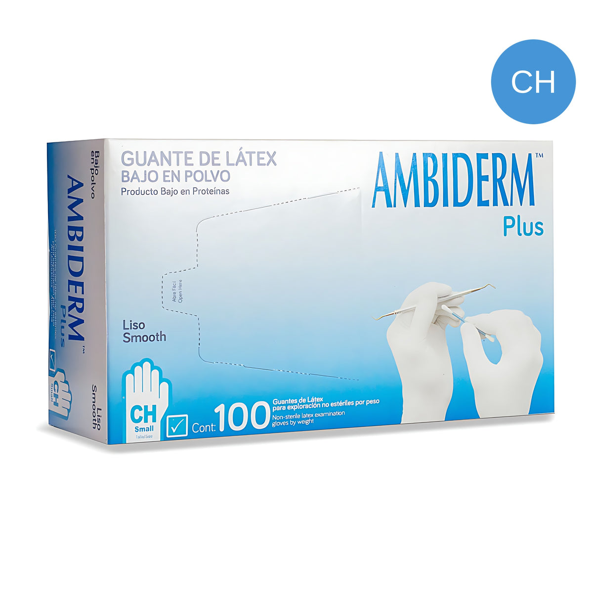 Guante latex Plus Ambiderm azul talla CH