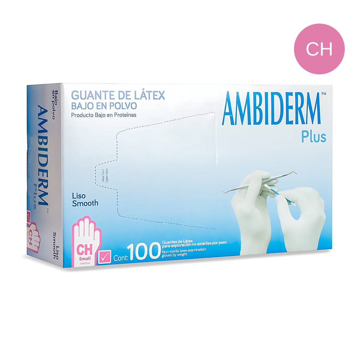 Guante latex Plus Ambiderm rosa talla CH