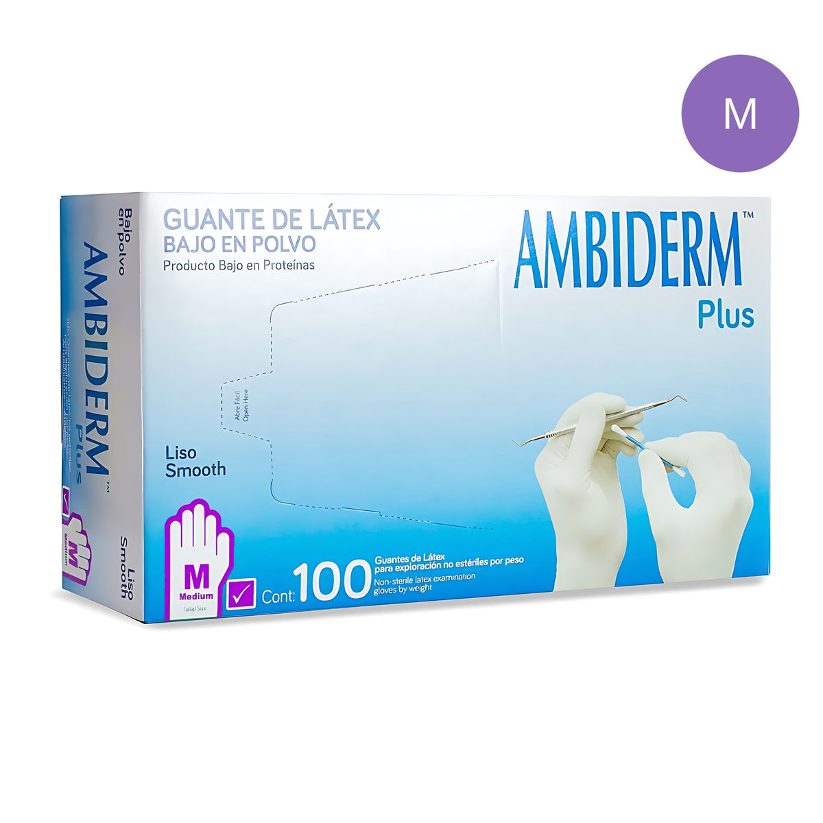 Guante latex Plus Ambiderm morado talla M