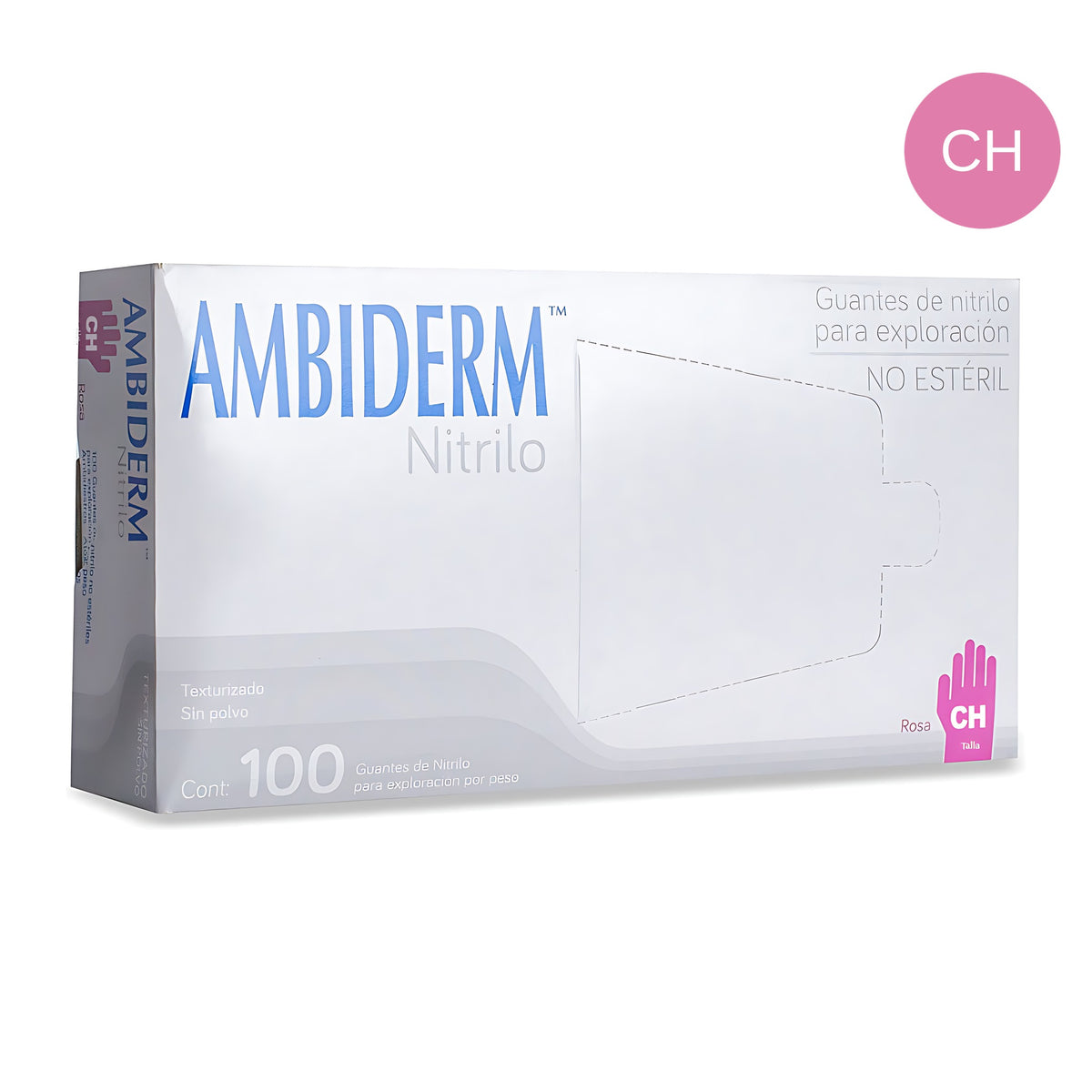 Guante nitrilo Ambiderm rosa talla CH