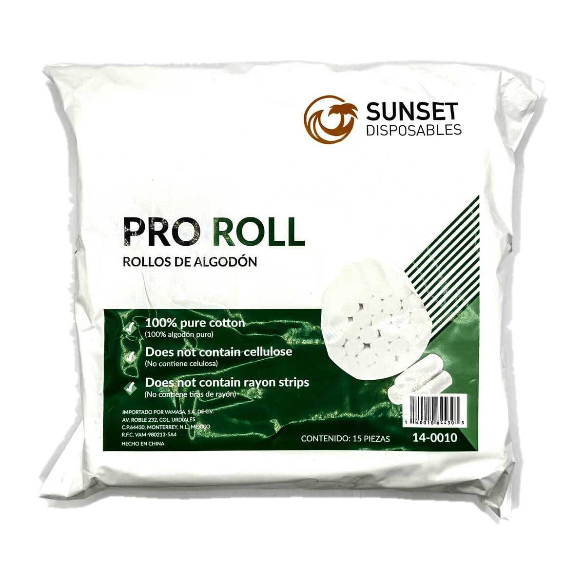 Ss rollo de algodon (bolsa c/600 pzas)