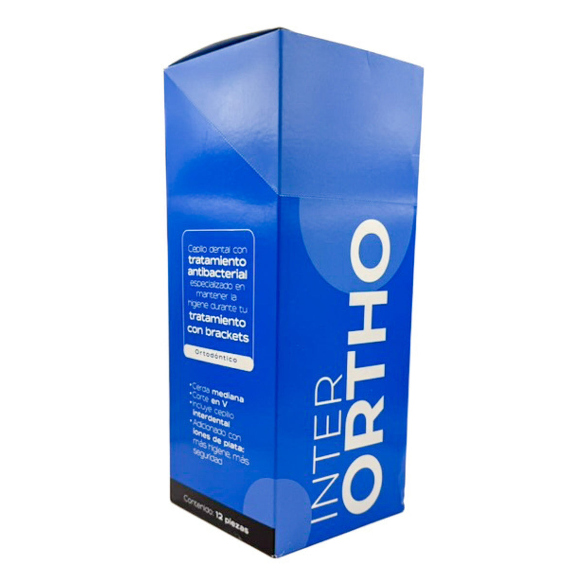 Cepillo dental ortodontico con cerda media caja c/12 piezas