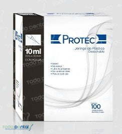 Jeringa protec 10ml 21g x 32mm caja c/100 pzas