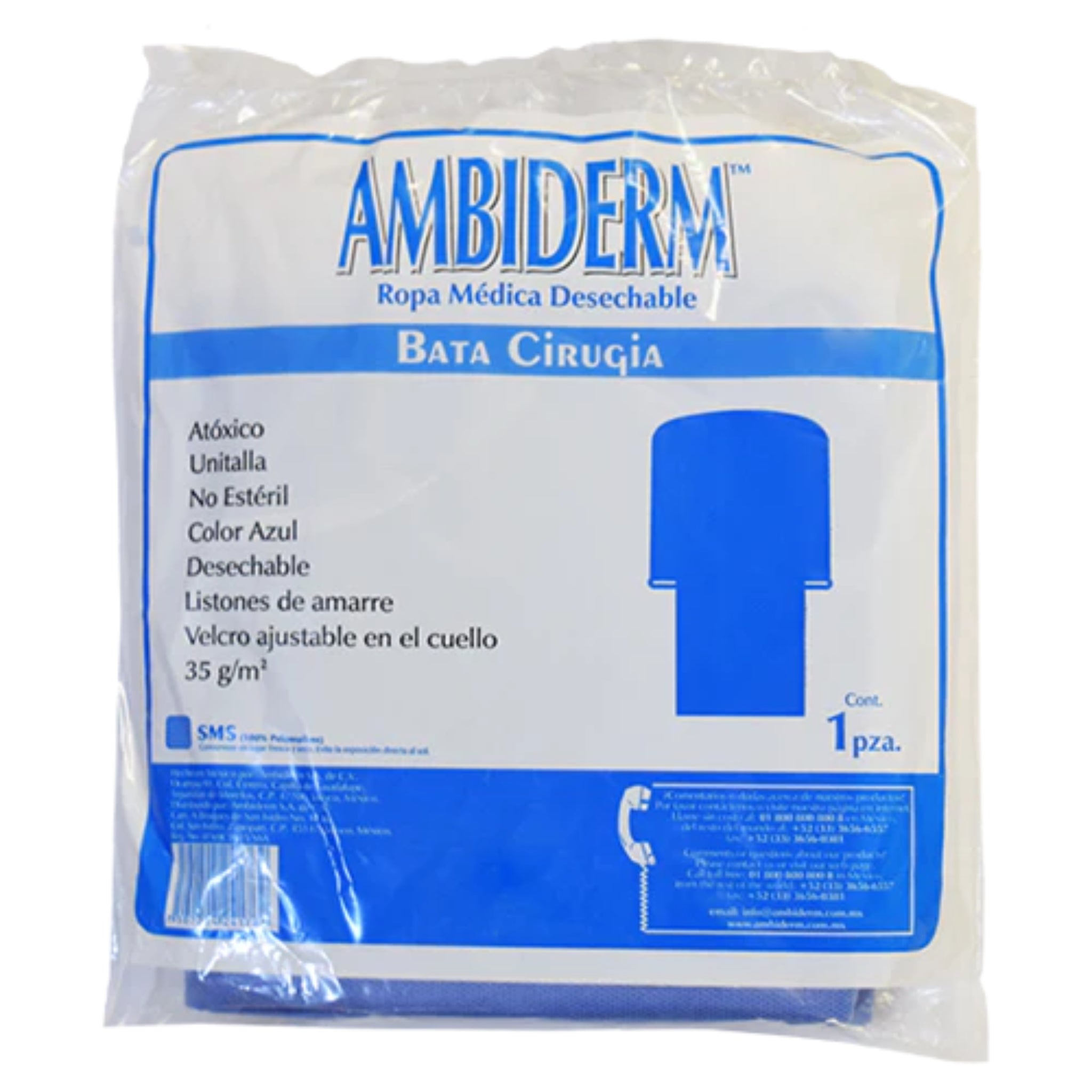 Bata para cirugia unitalla no esteril sms