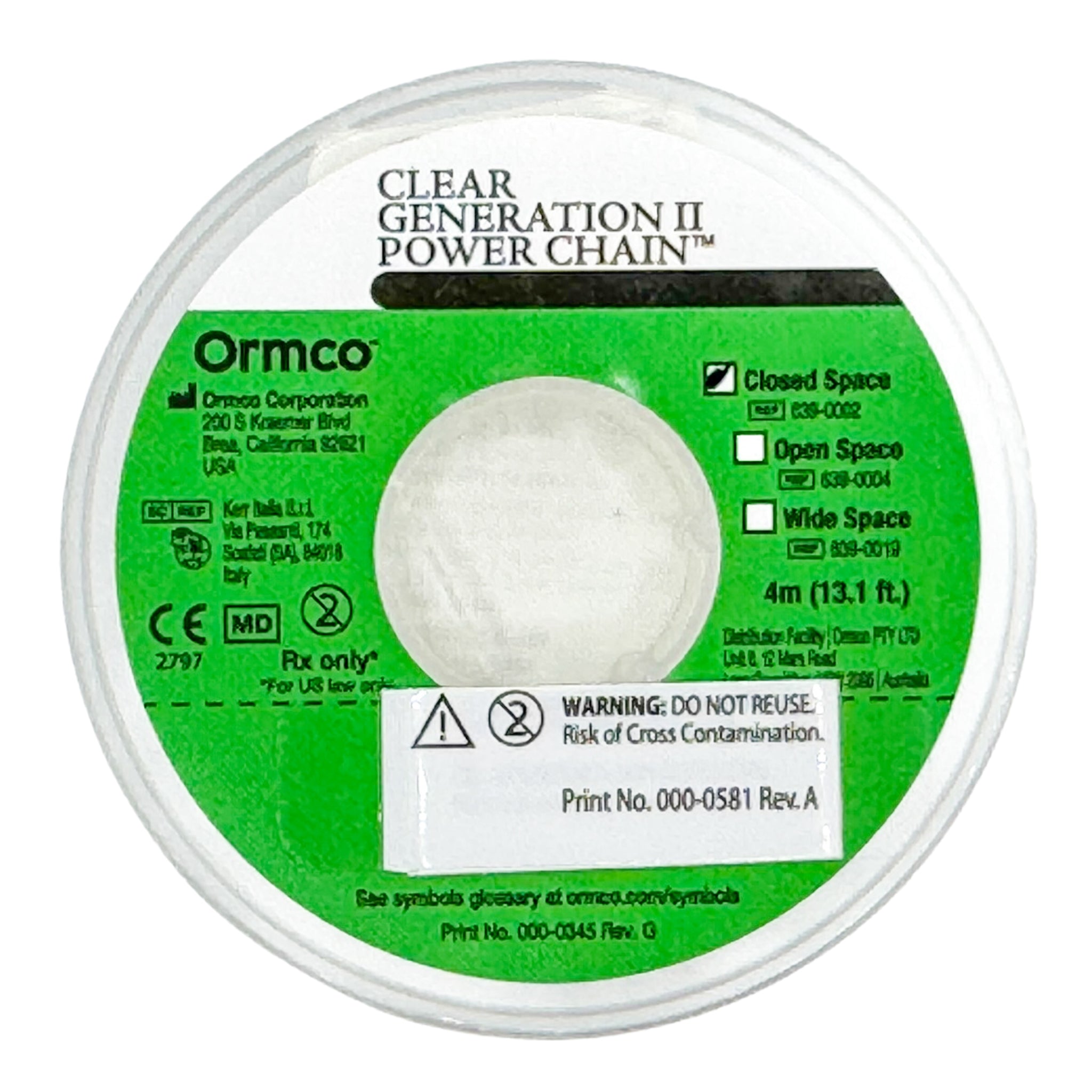 Power chain -Gen II- clear closed link, 1 rollo ormco