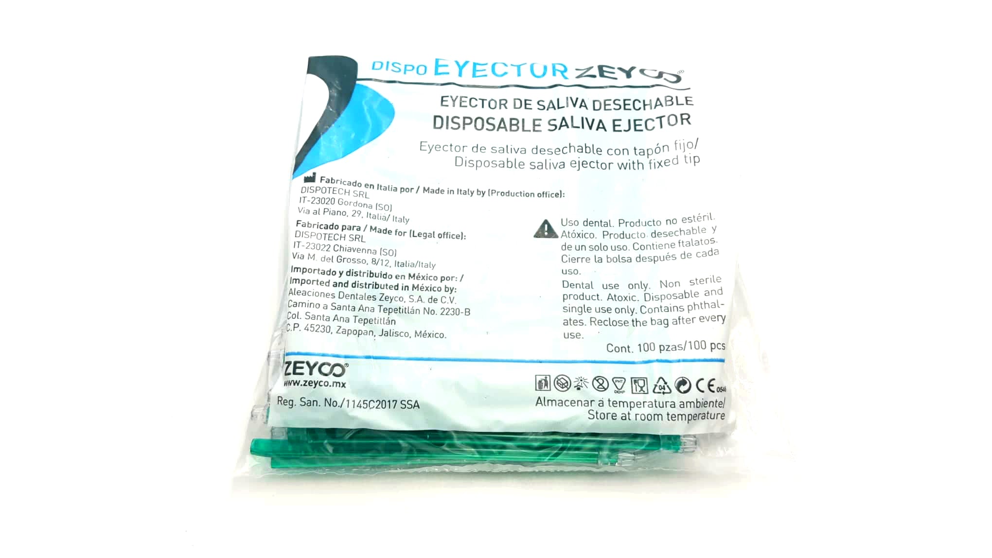 Eyector de saliva zeyco c/100 pzas