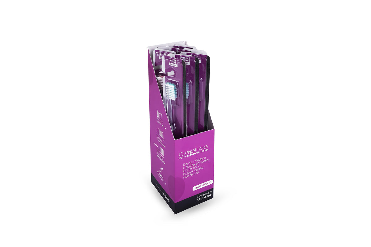 Cepillo dental ortodontico Inter Ortho Teens c/12 pzas