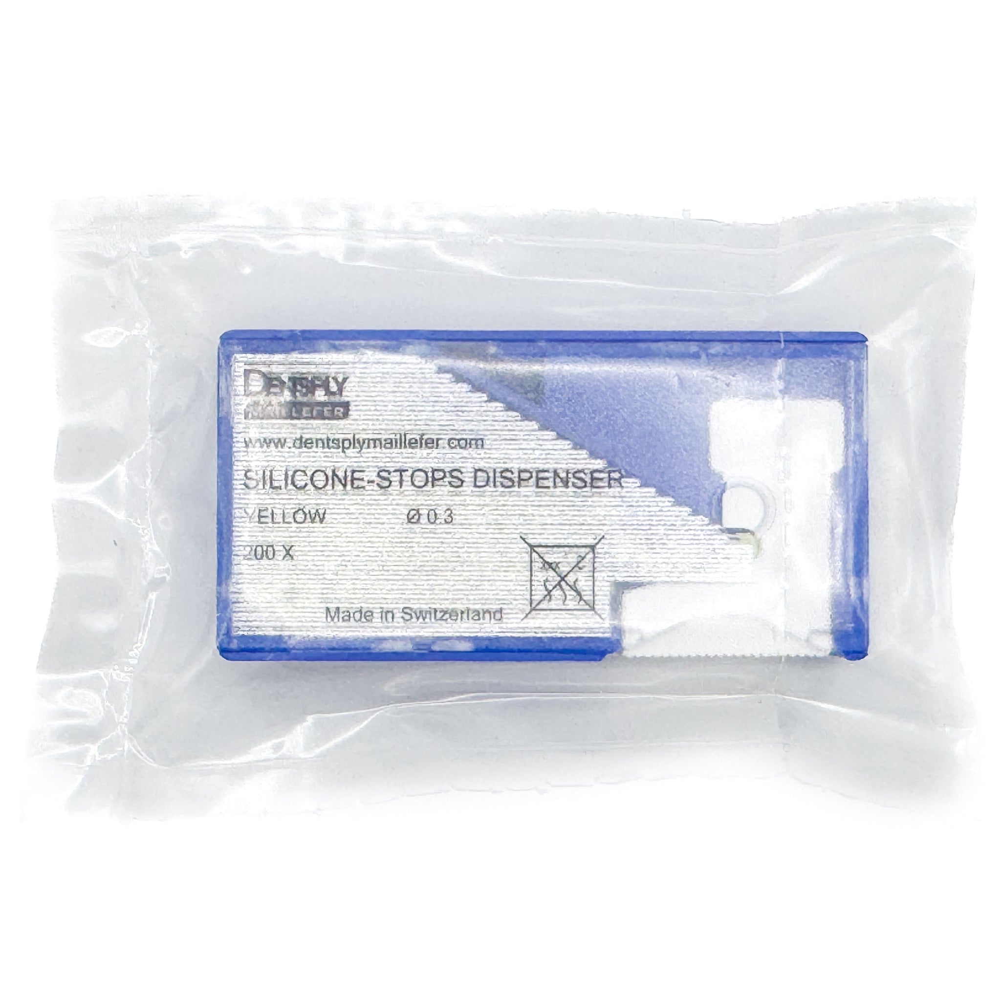 Dispensador de topes de silicón amarillo c/200