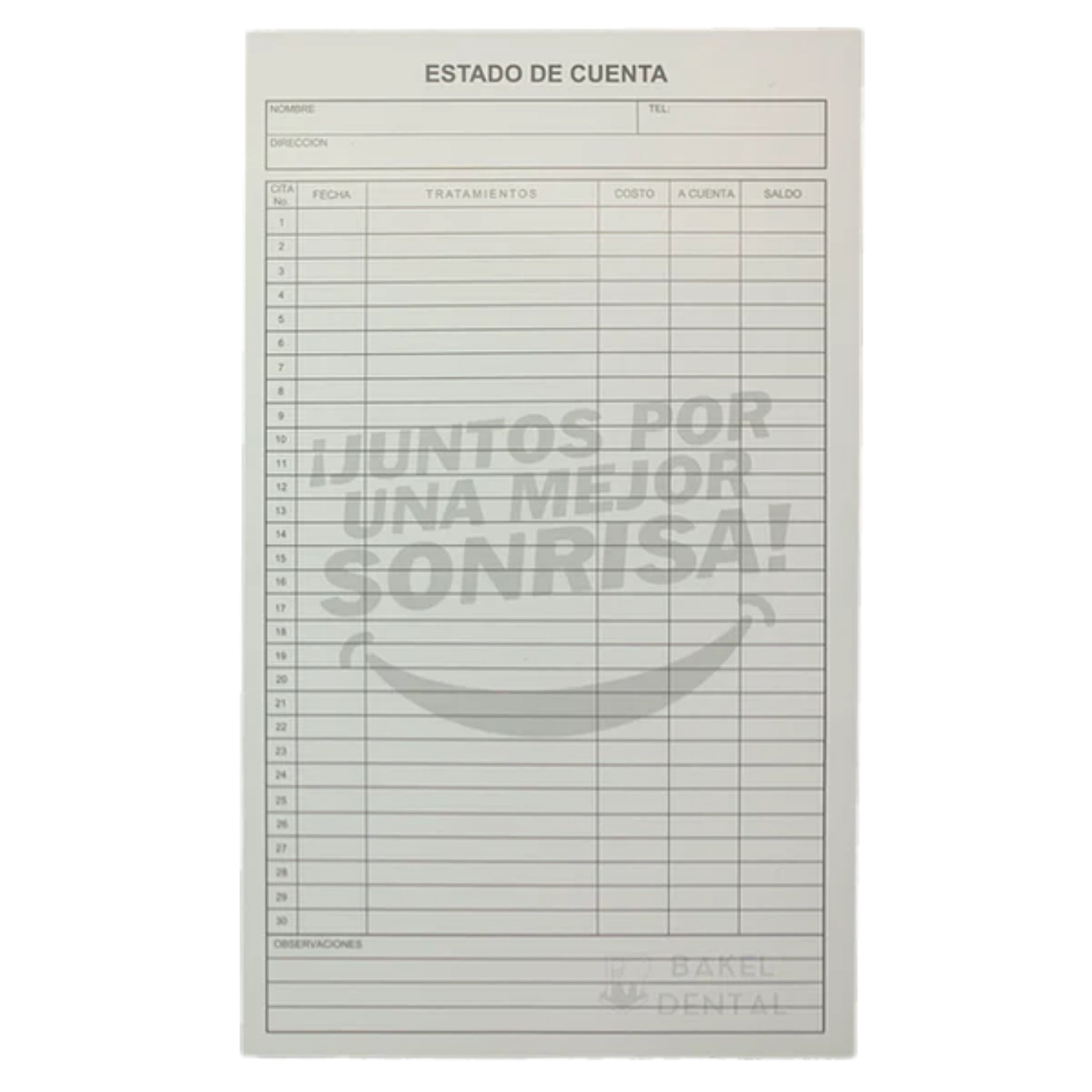 Historias clinicas dentales paq c/50 hojas