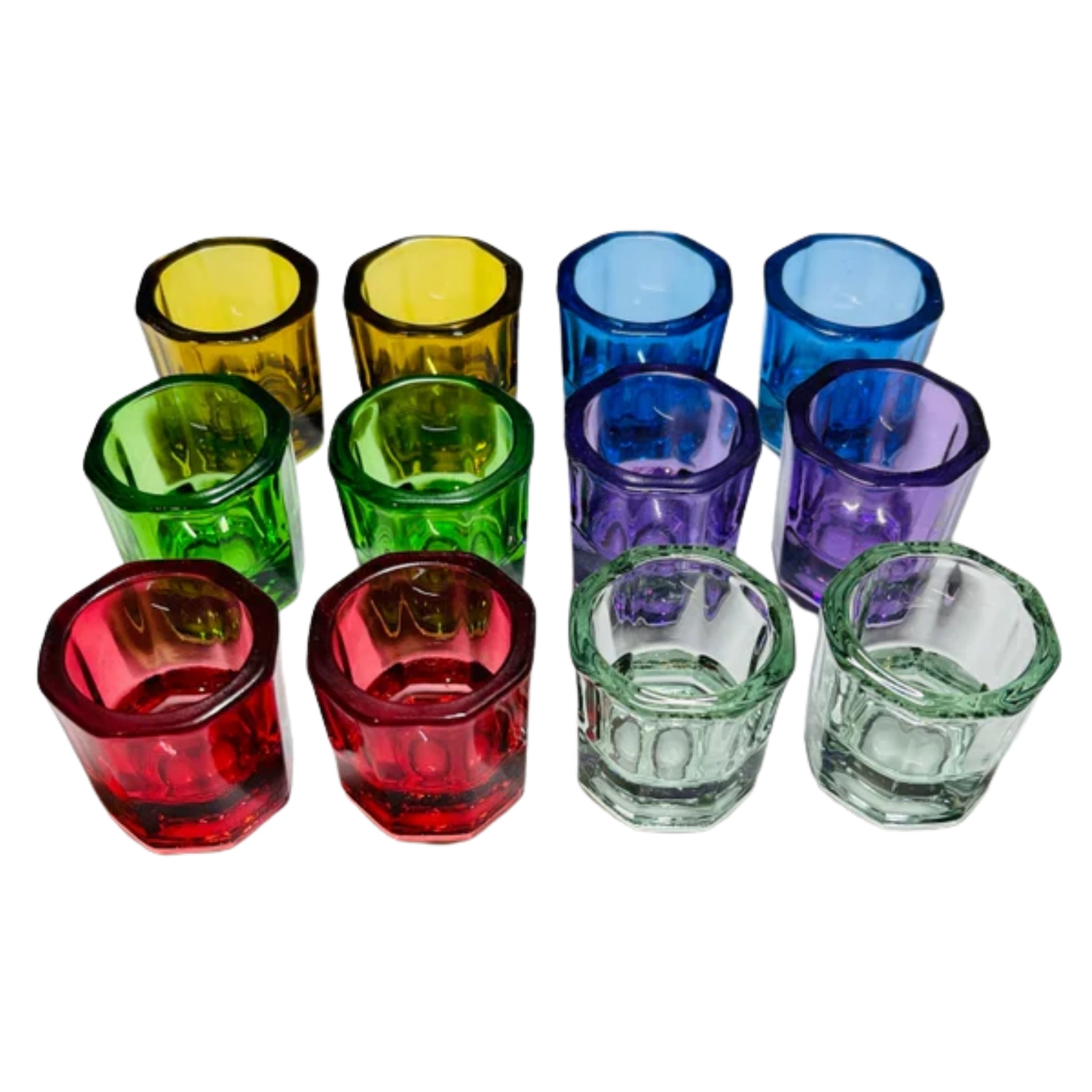 Godete de cristal (verde, azul y transparente)