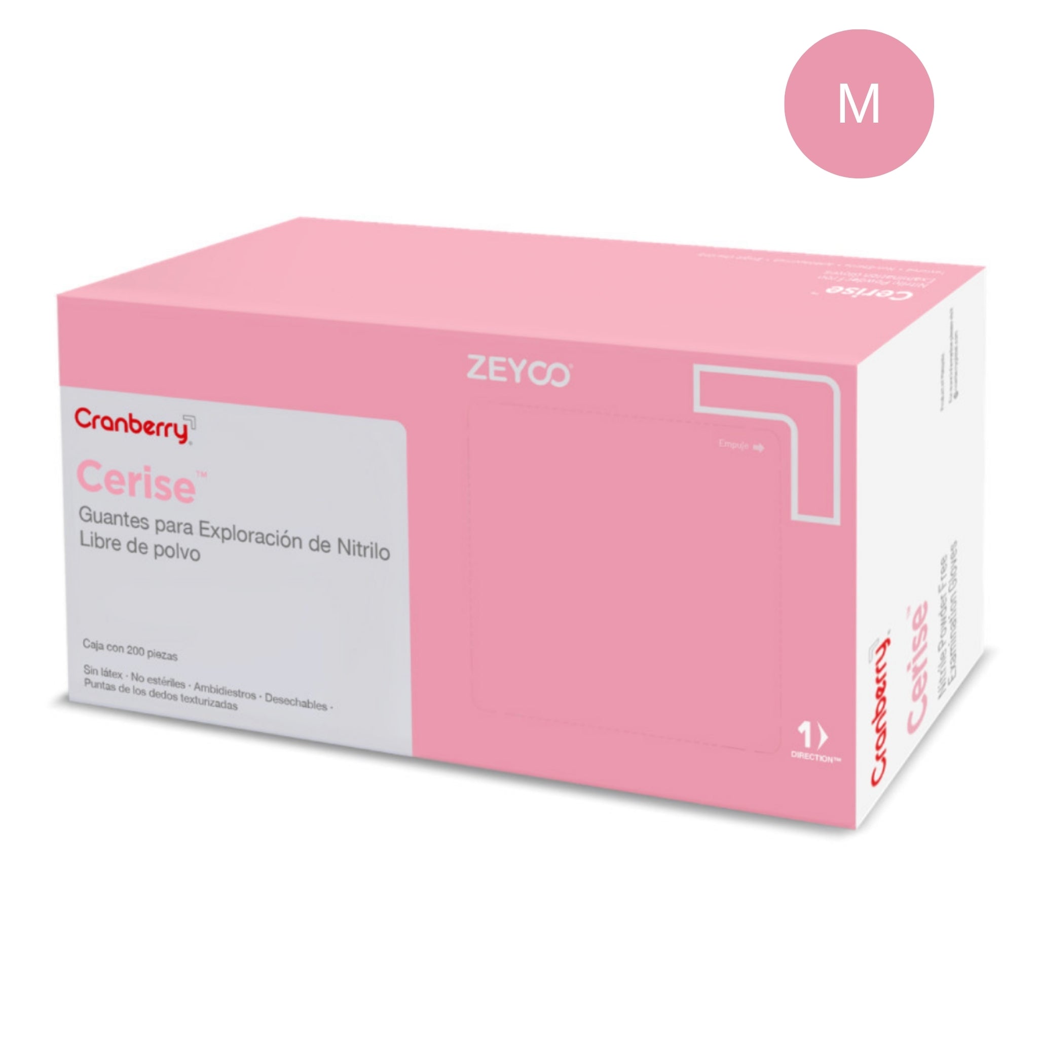 Cerise med rosa - guante nitrilo text. s/polvo caja c/200 pzas