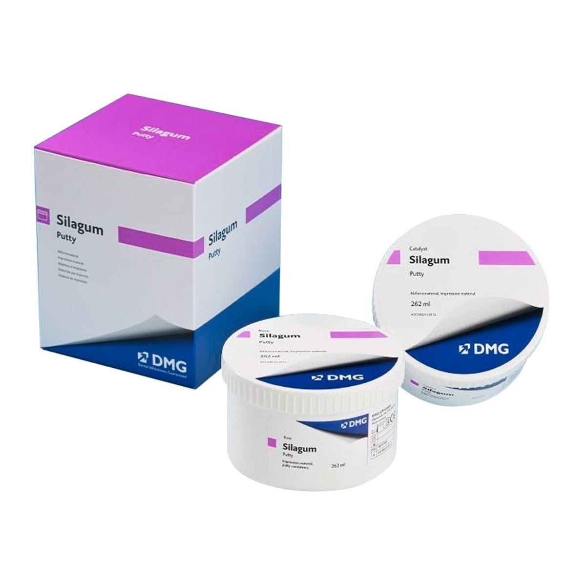 Silagum putty - material de impresión masilla en vps 1 base y 1 catalizador con 262 ml c/u — SKU DM-SGPS2P — foto 2
