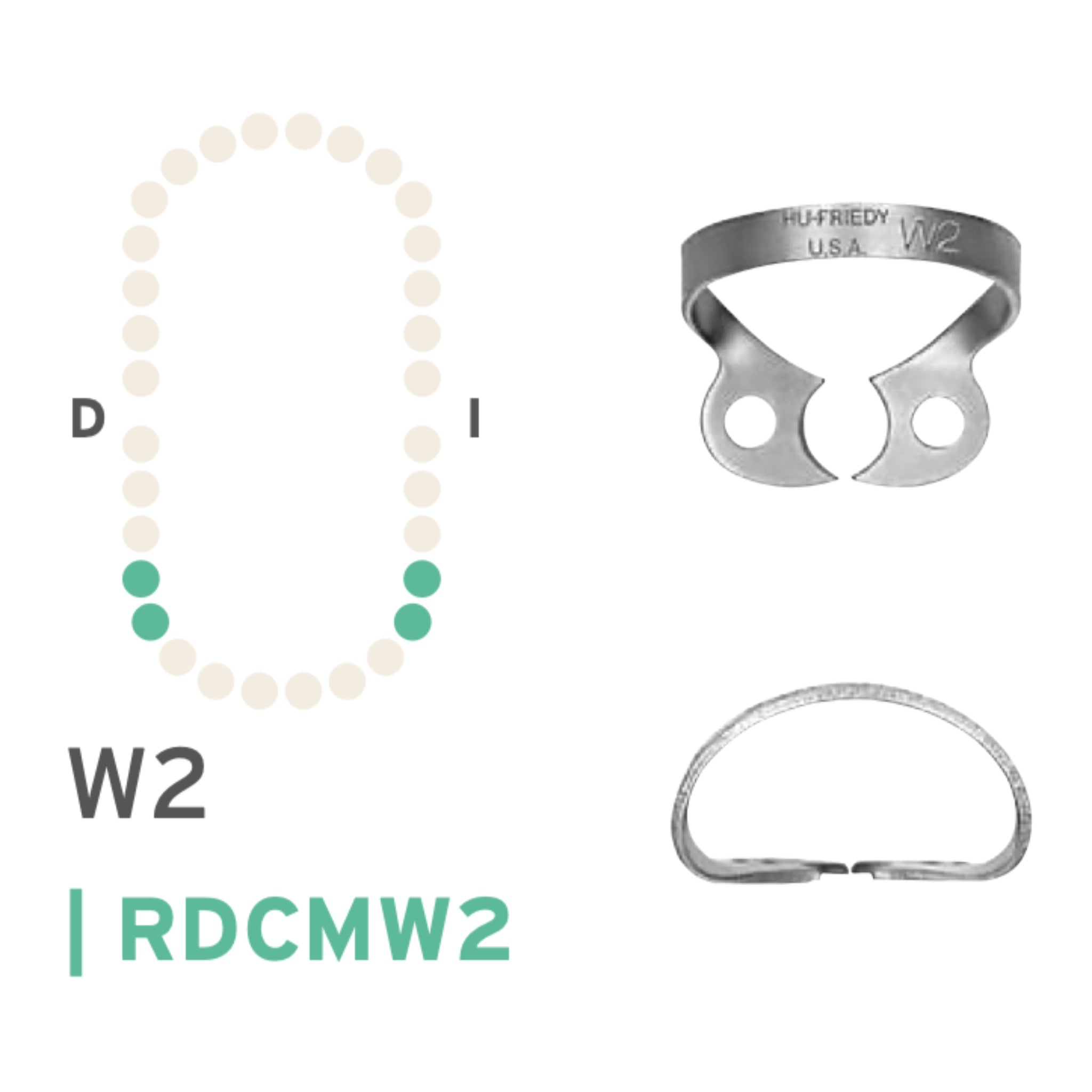 Grapa #w2 para premolar inferior sin aletas hu-friedy