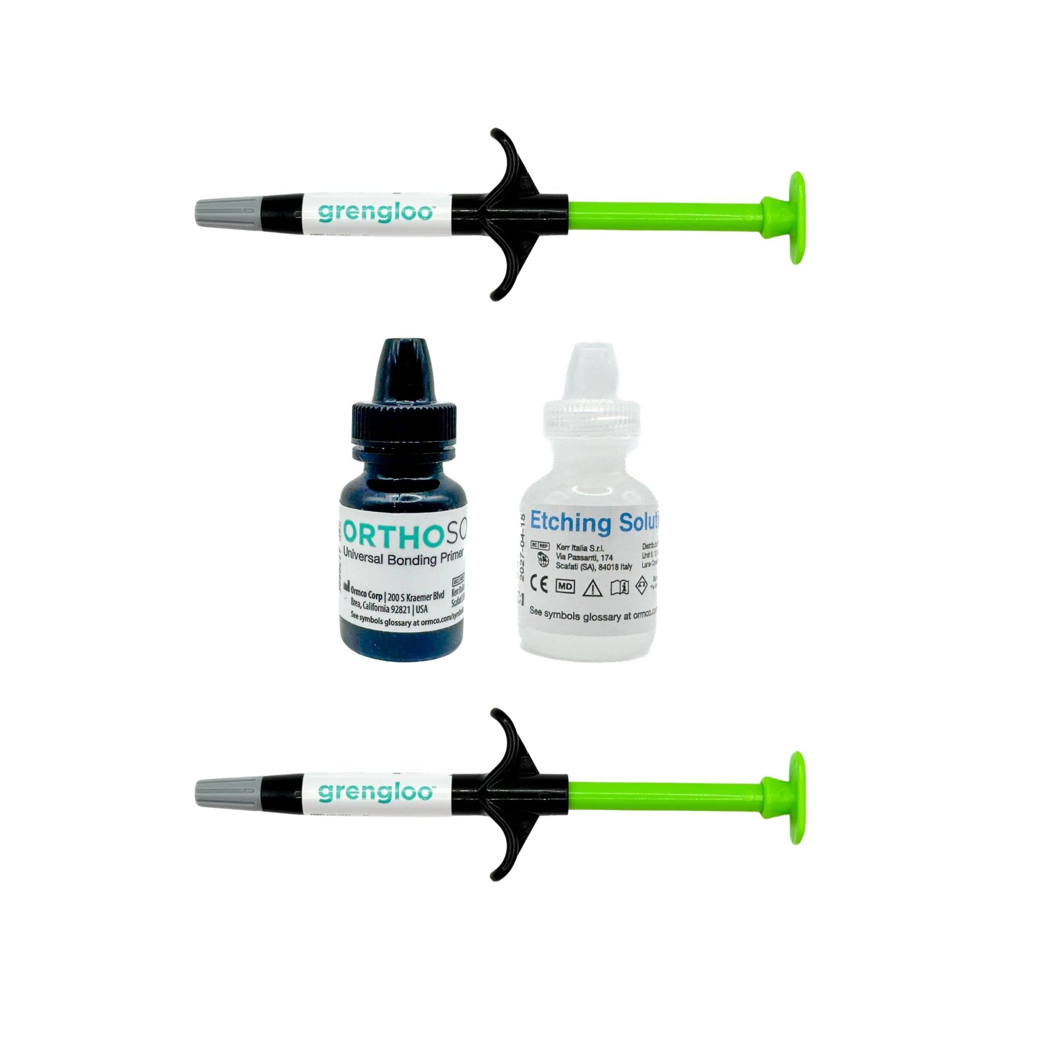 Kit Grengloo con 2 jeringas, 1 adhesivo y 1 acido ormco