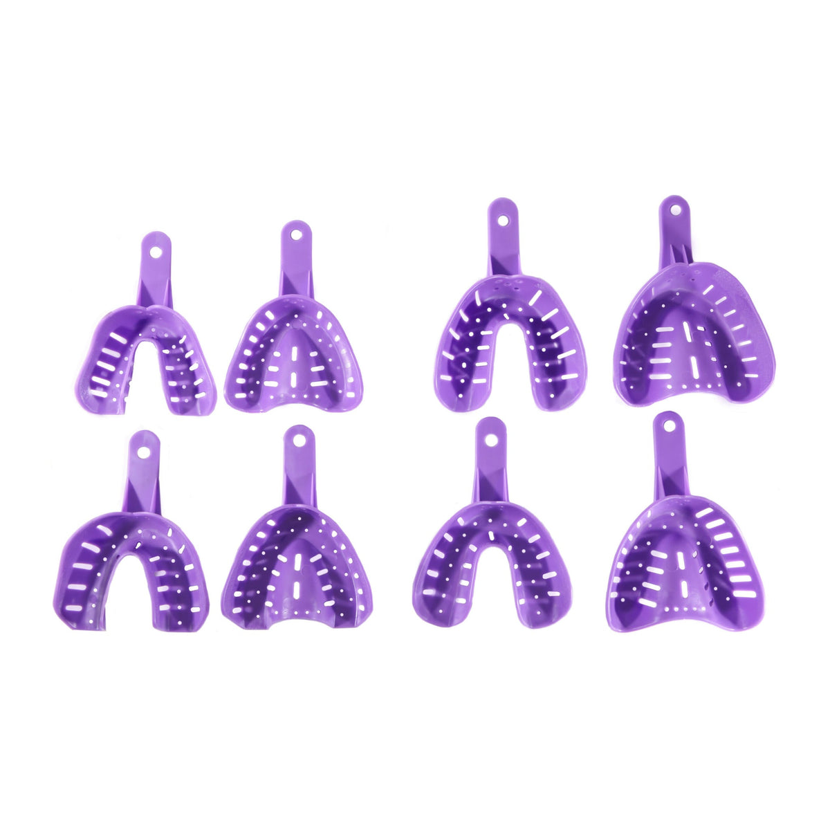 Cucharillas para ortodoncia perforada de plastico ( juego de 8 piezas.