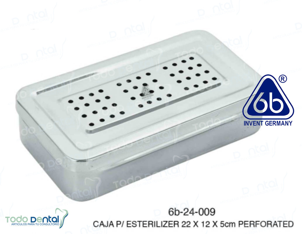 Caja p/ esterilizar 22 x 12 x 5 cm perf