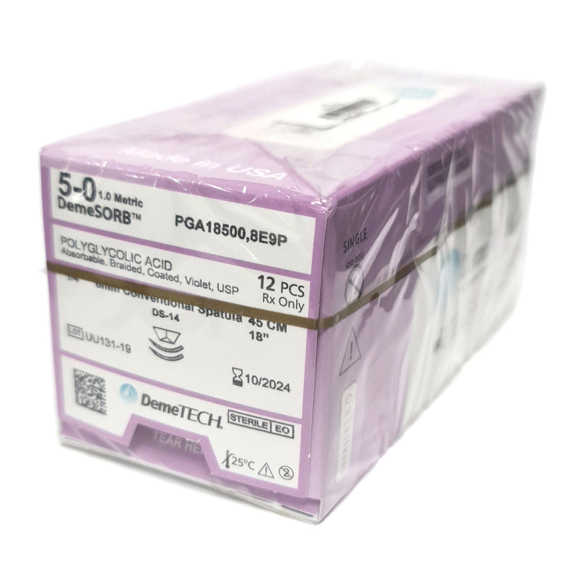 Pga18500,8e9p apg violeta 45cm 5-0 8mm 1/4d espatulada