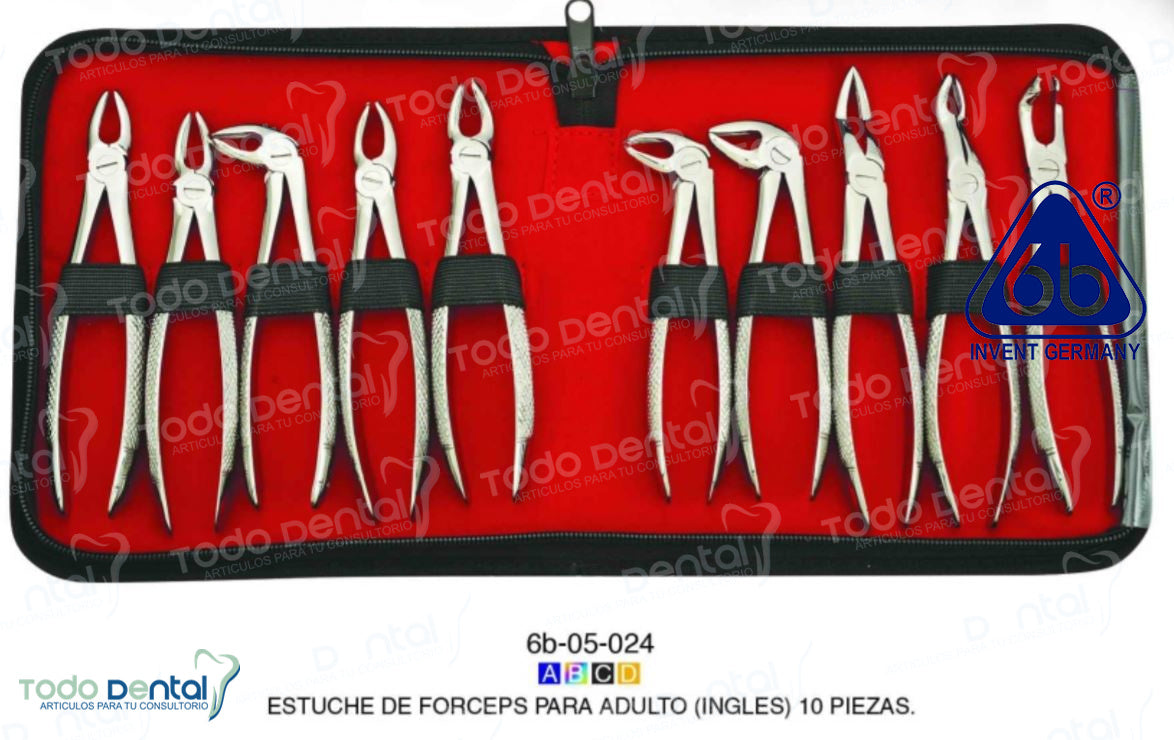 Estuche de forceps t/americano 10 pzas