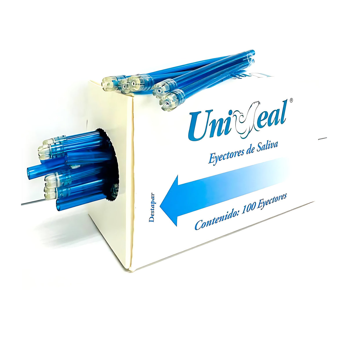 Eyector de saliva azul 100 pzas/caja (uniseal)