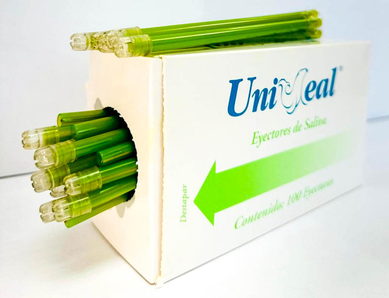 Eyector de saliva verde 100 pzas/caja (uniseal)