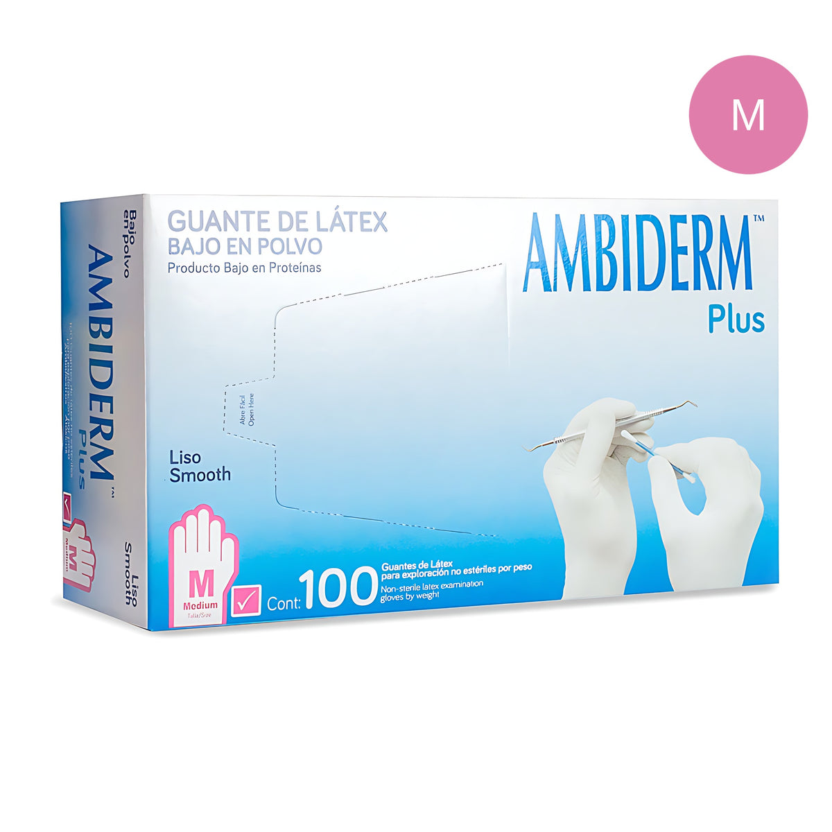 Guante latex Plus Ambiderm rosa talla M