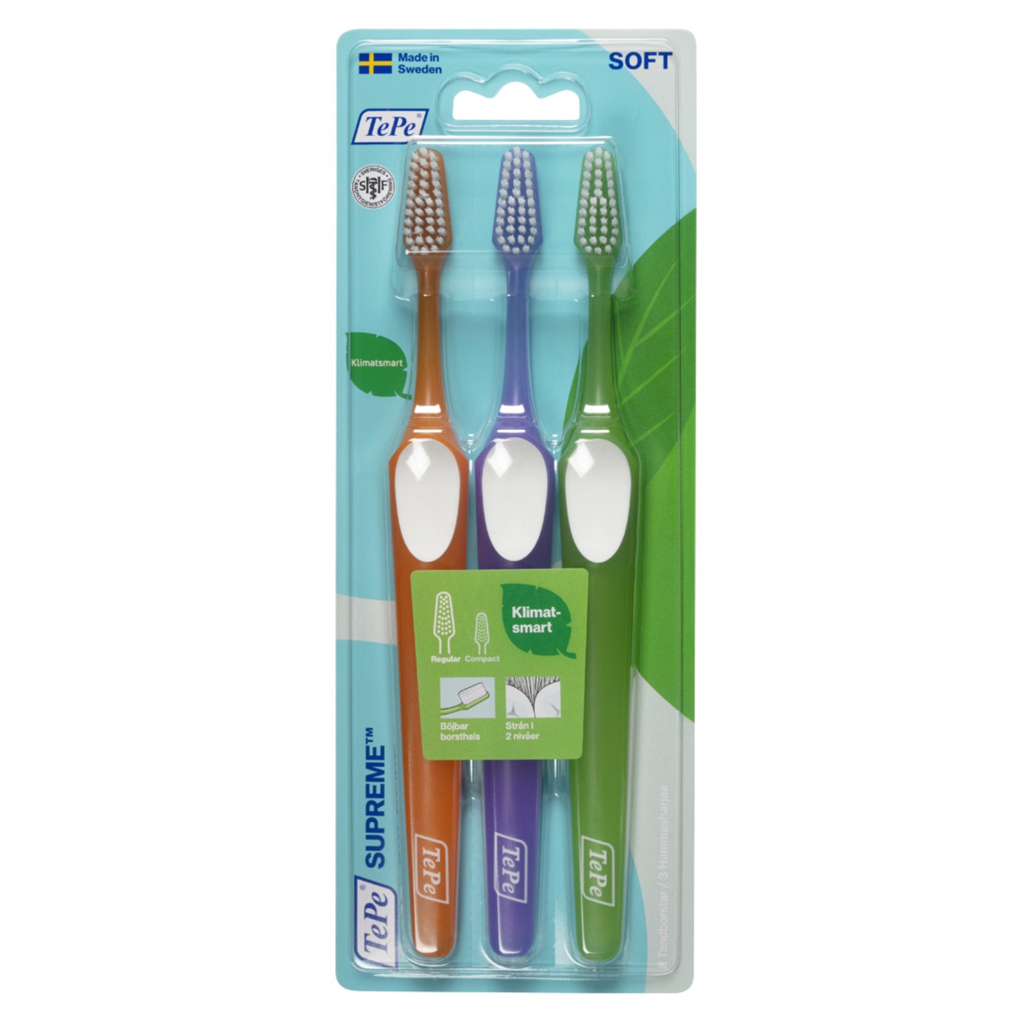 Supreme soft - cepillo dental sustentable blister 3 pzs colores surtidos