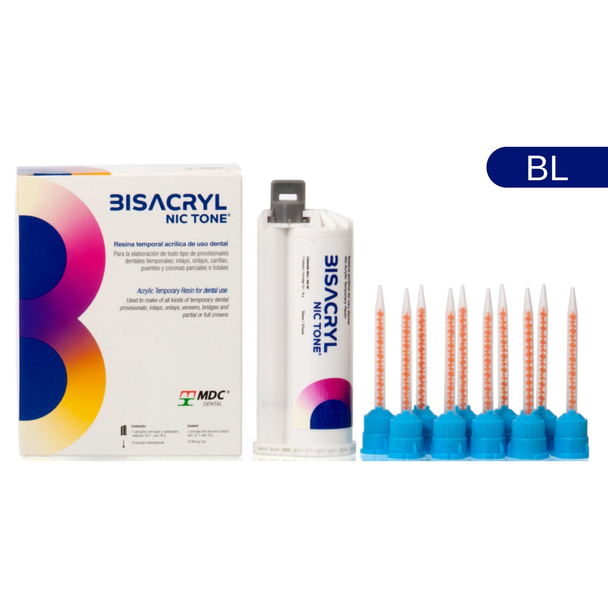 Bisacryl 10:1 bl cartucho 76gr/10 puntas mezcladoras