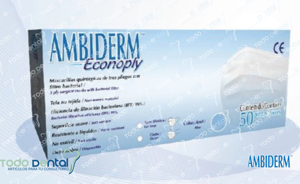 Cubrebocas ambiderm 3 pliegos elastico
