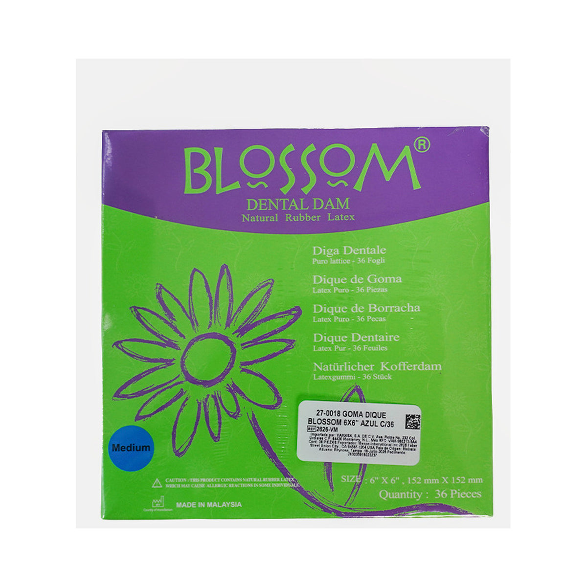 Goma Dique Blossom - 6x6 / Azul (2626-VM)
