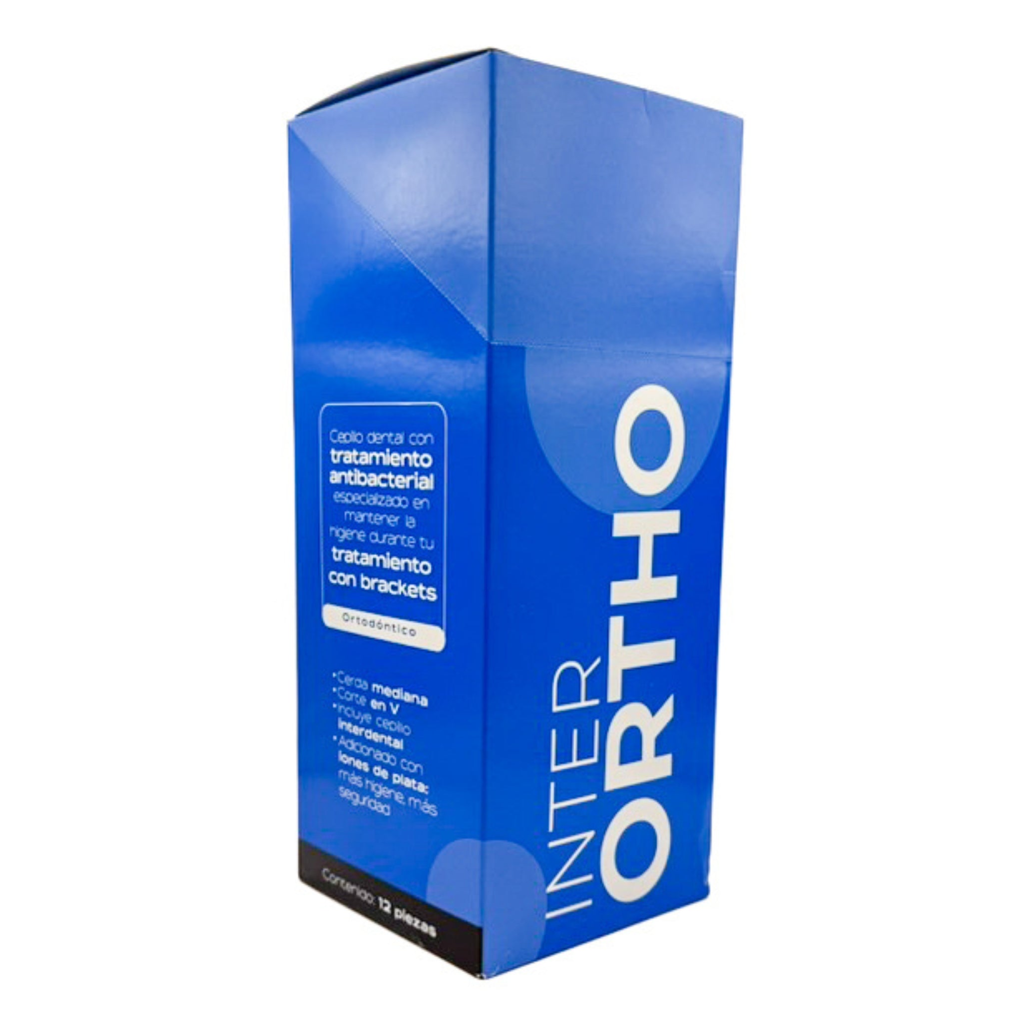 Cepillo dental ortodontico con cerda media caja c/12 piezas