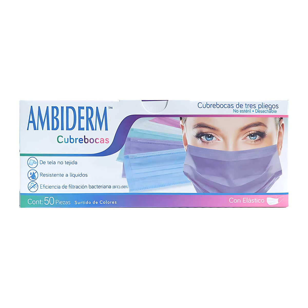 Cubrebocas Ambiderm 3 pliegos colorful
