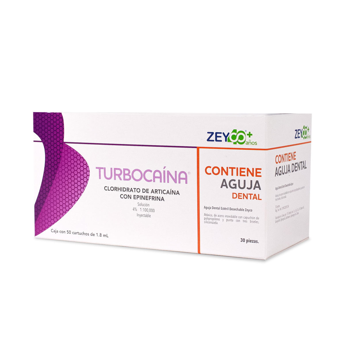 Turbocaina articaina 4% c/epinefrina blister plast. cj. c/50 pzas.