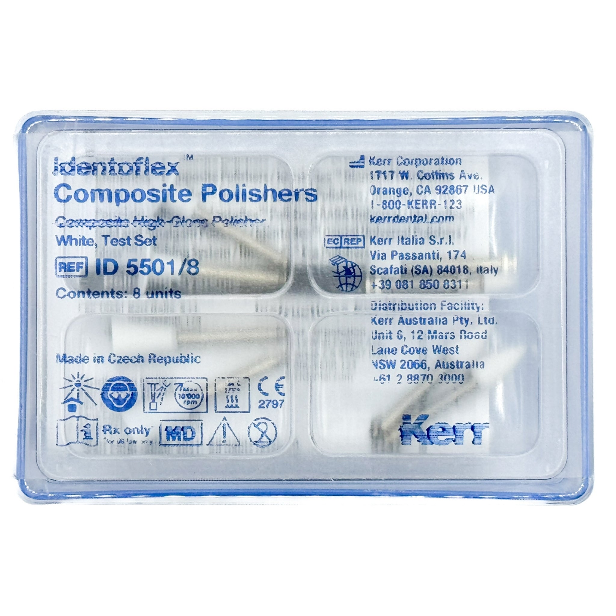 Puntas Pulido Resina Kit Identoflex 8 unid (2 llama, 2 copa, 2 disco, 2 minipunta)