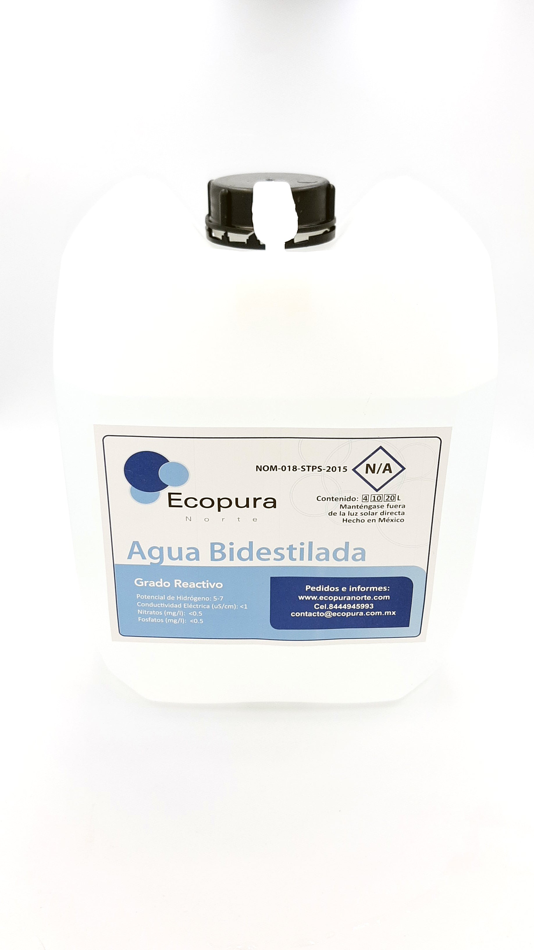 Agua bidestilada 4 lts  Garrafa 4 lts agua bidestilada