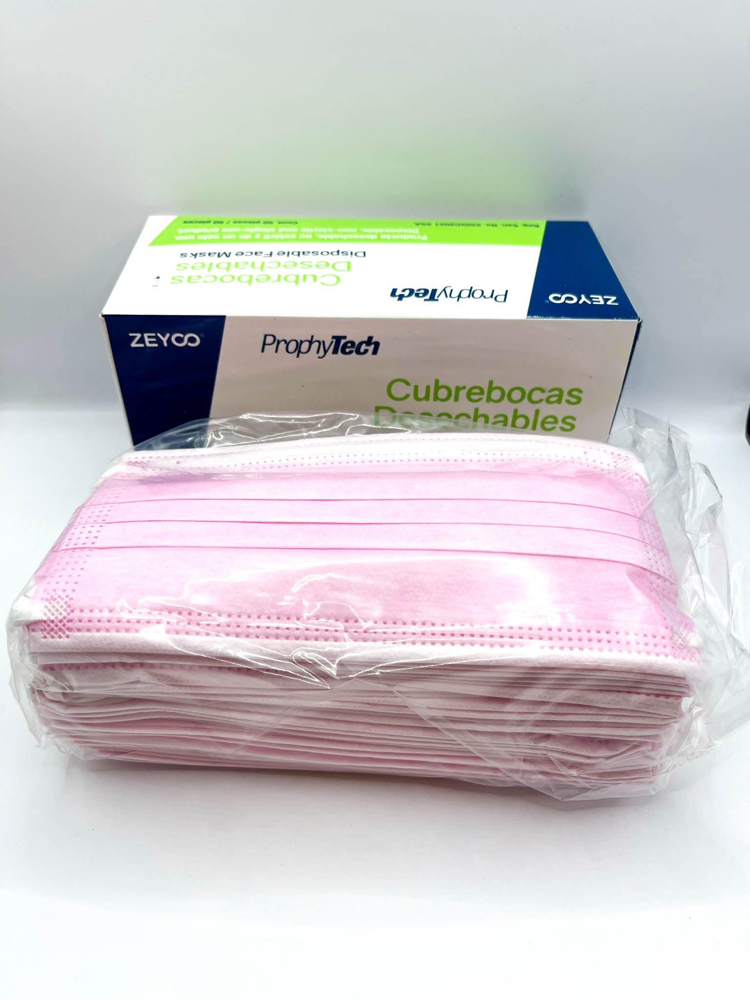 Cubre bocas rosa procedural caja c/50 pzas