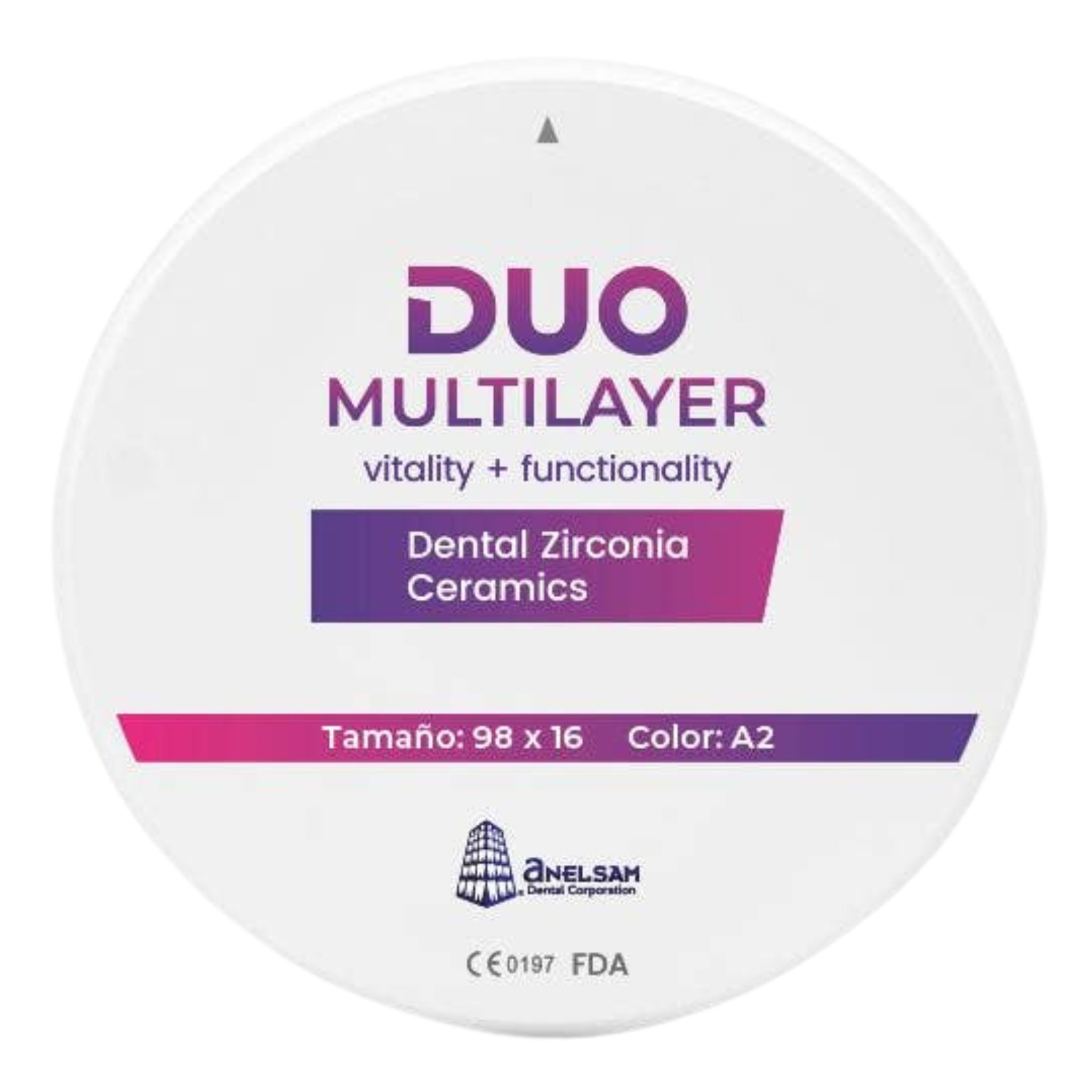 Disco de zirconia duo 98x16 a2 anelsam