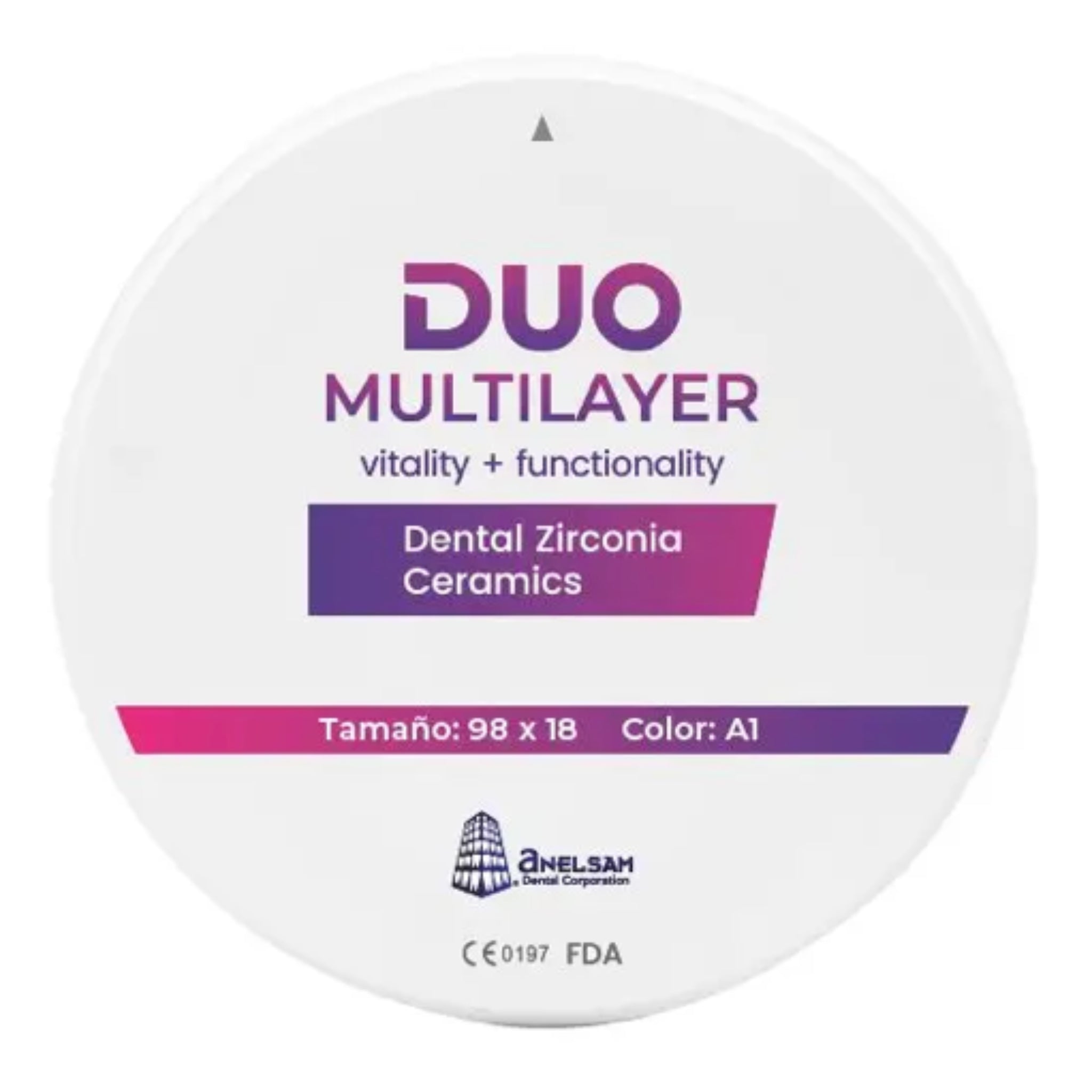 Disco de zirconia duo 98x18 a1 anelsam