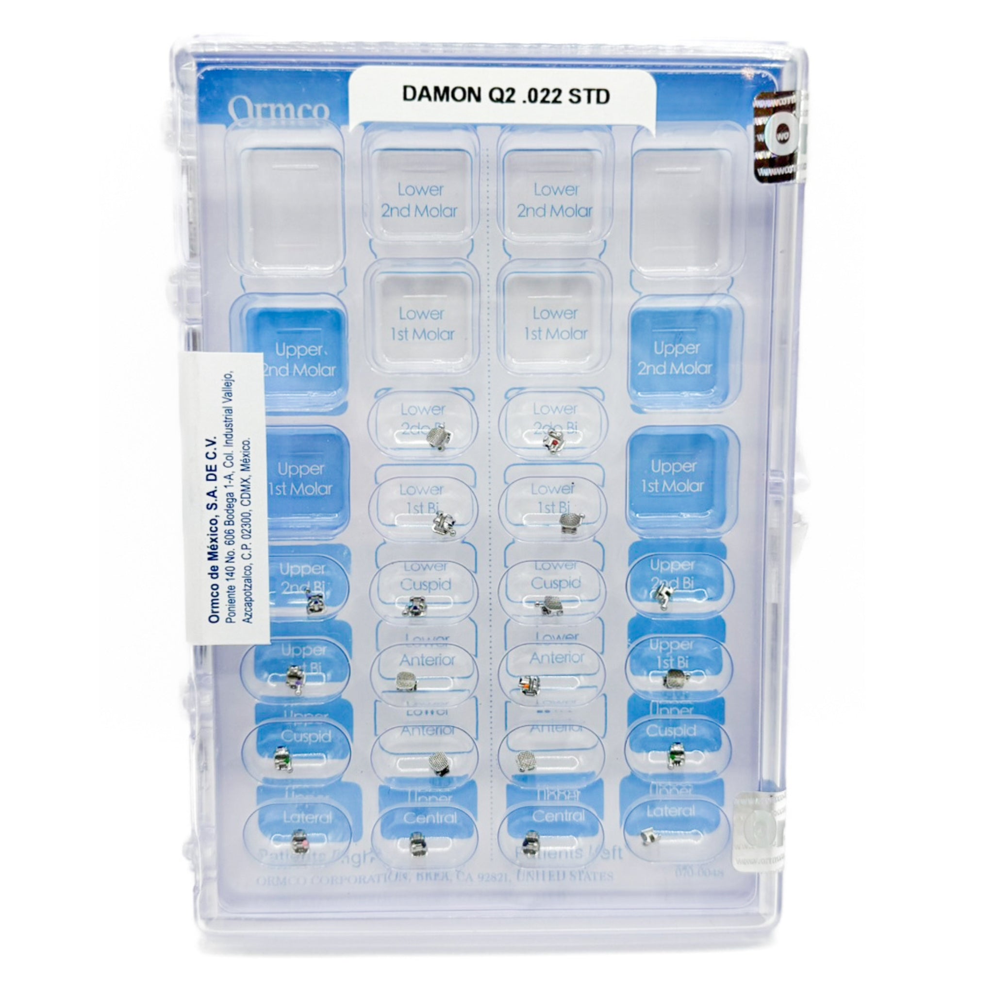 022 Std Code Bk ormco set damon Q2 5x5 .022 tq STD (solo brackets)