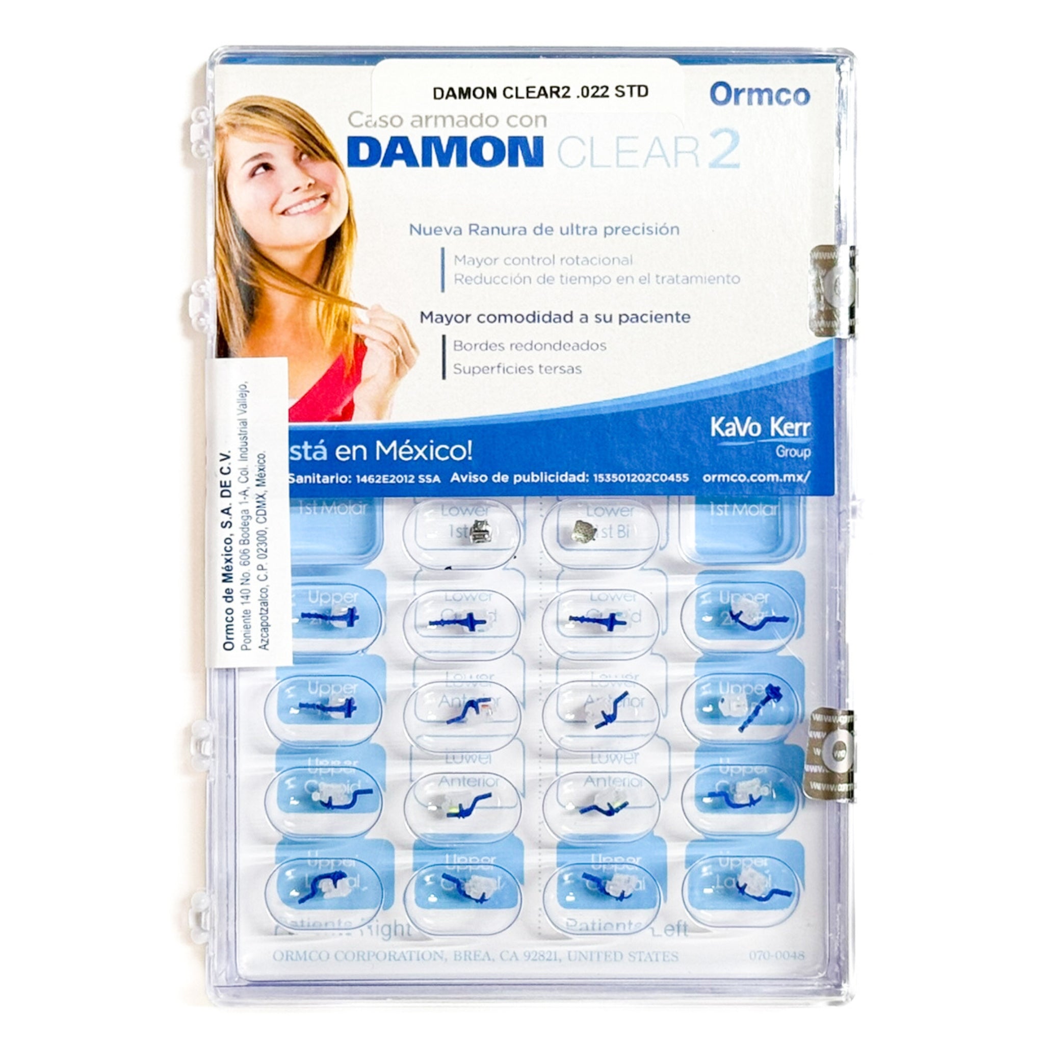 Bk ormco set damon clear 2 STD, 1 kit (20 brackets, 16 arcos y 8 tubos)