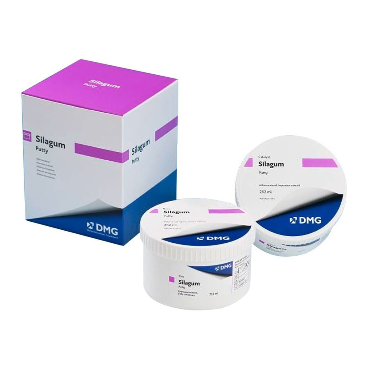 Silagum putty - material de impresión masilla en vps 1 base y 1 catalizador con 262 ml c/u