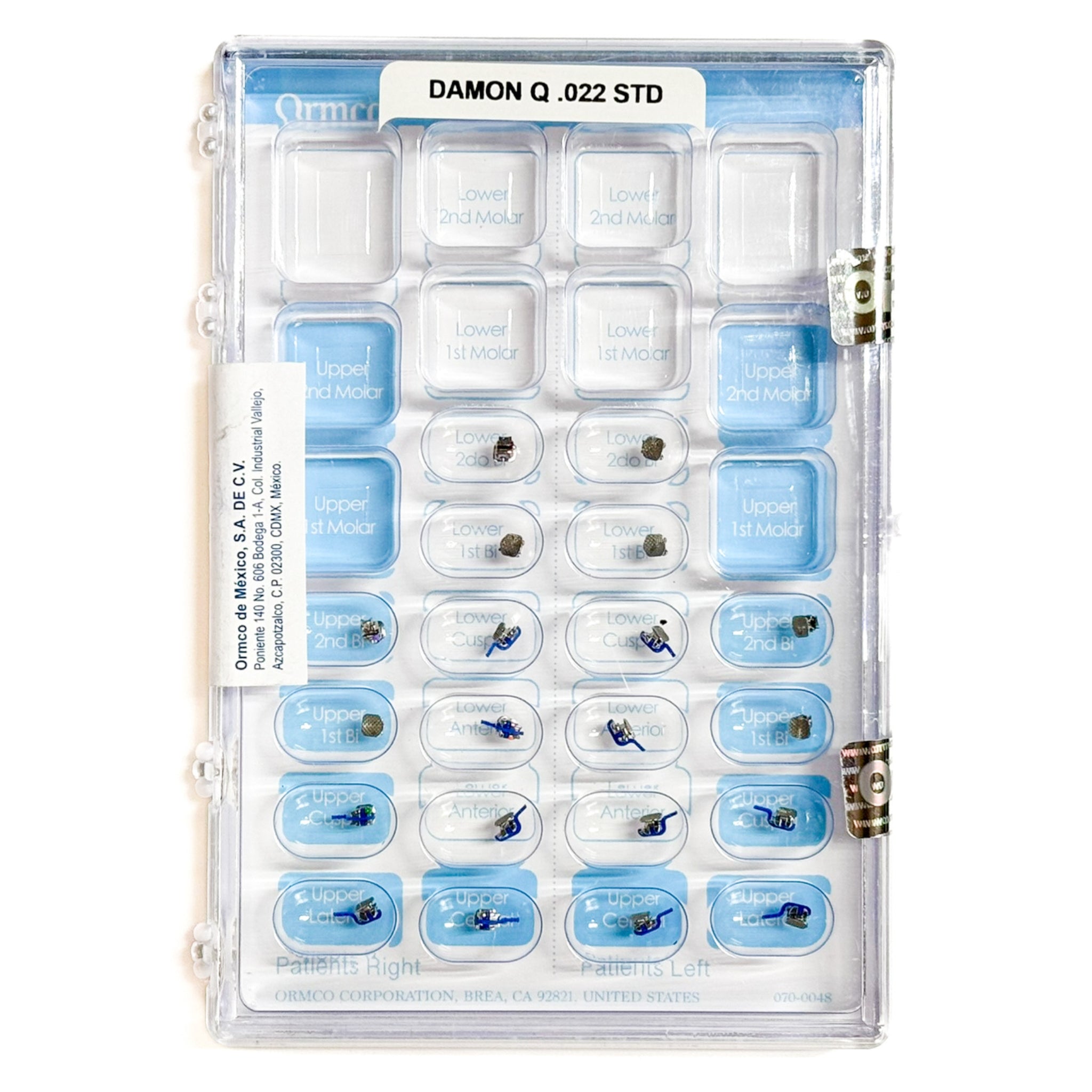 Bk ormco set damon Q 5x5 .022 tq STD, 1 kit (20 brackets, 16 arcos y 8 tubos)