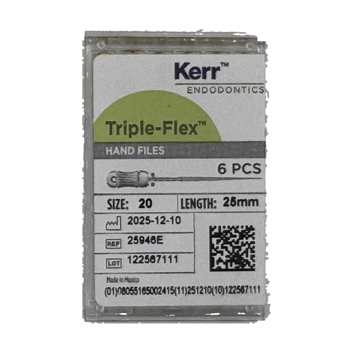Lima manual Triple-Flex 25 mm No. 20 Kerr, caja con 6 piezas (KERR25946)