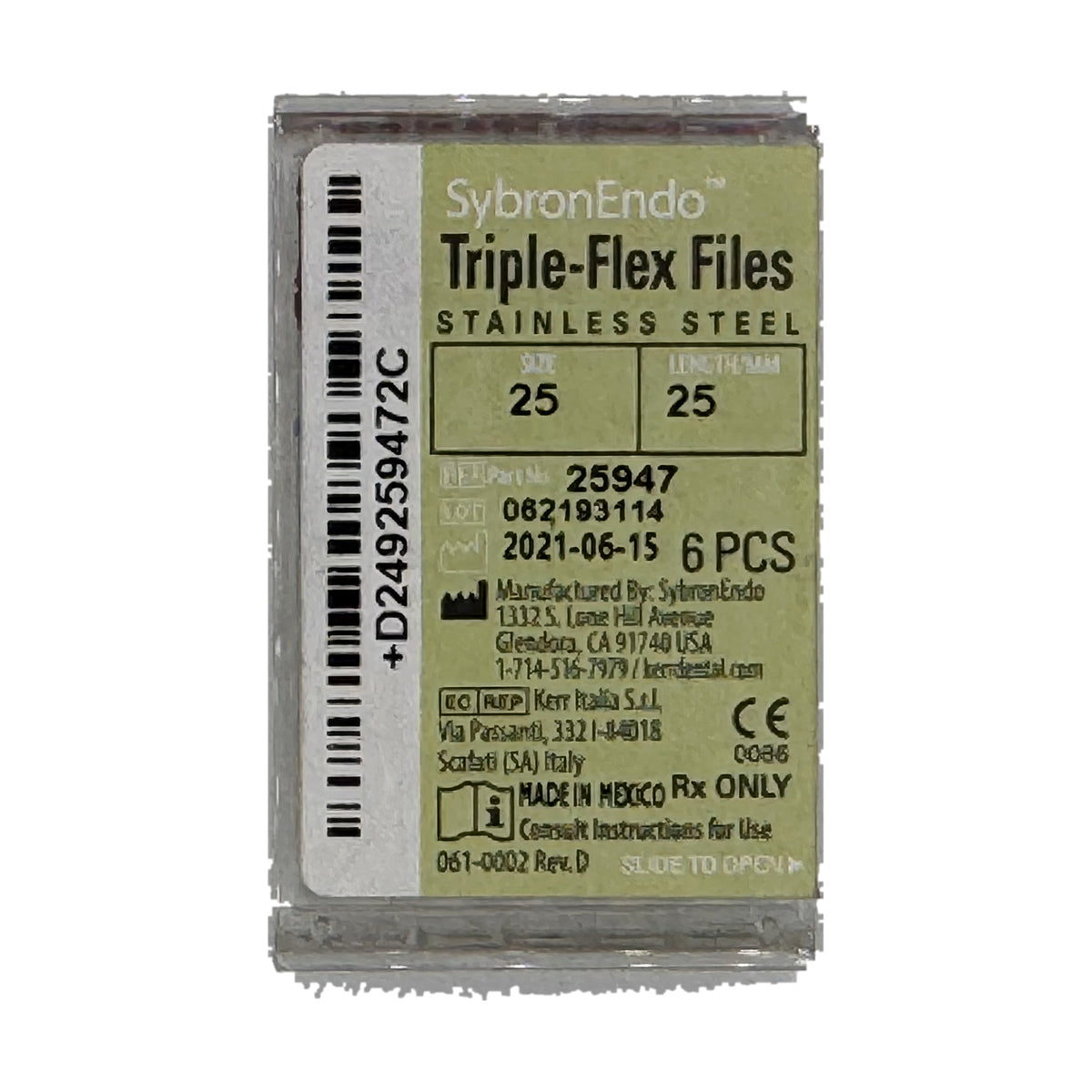 Lima manual Triple-Flex 25 mm No. 25 Kerr, caja con 6 piezas (KERR25947)