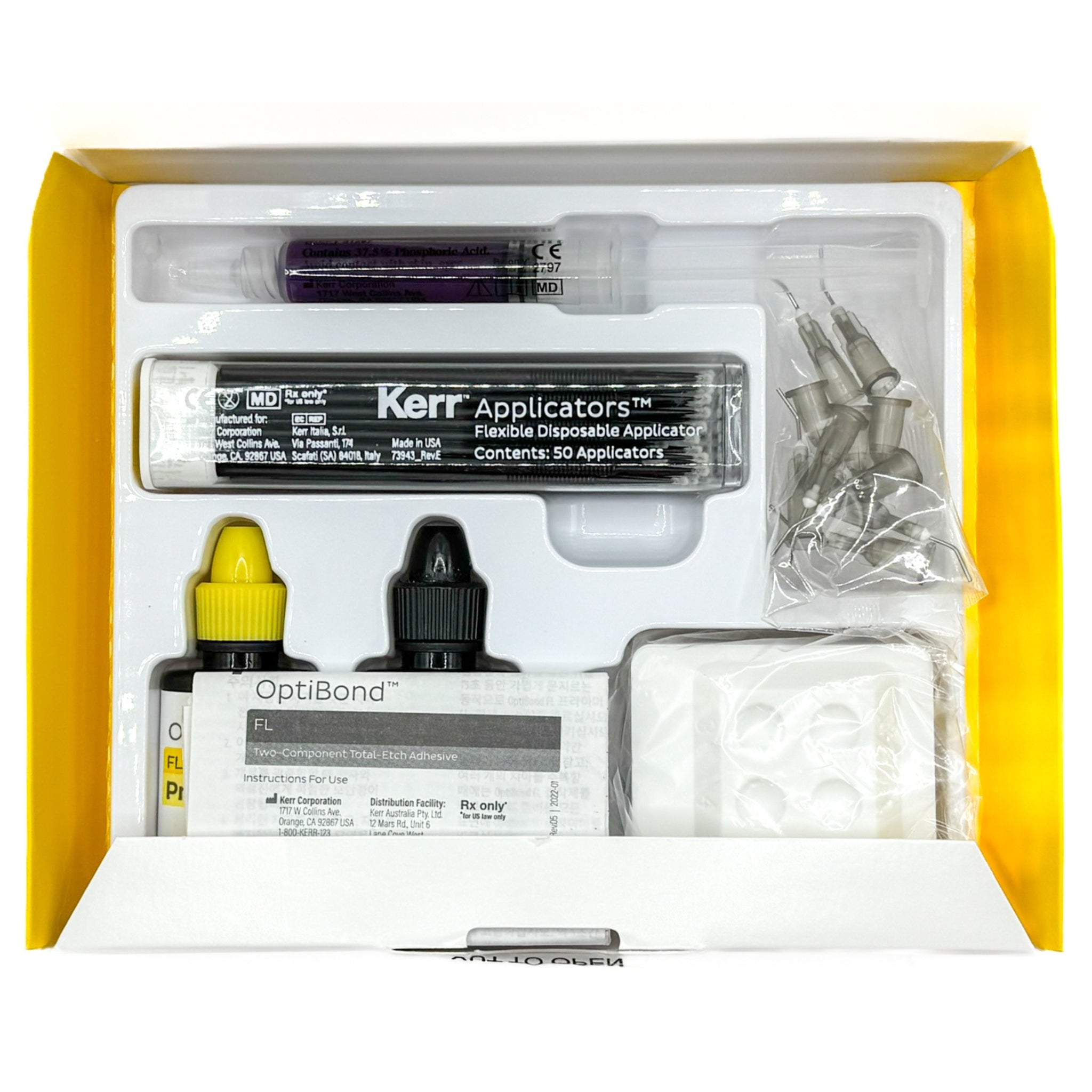 Kit Adhesivo Optibond FL (1 primer 8ml, 1 adhesivo 8ml, 1 Jeri. A.G, 25 Mezcladores, 50 aplicadores desechables)