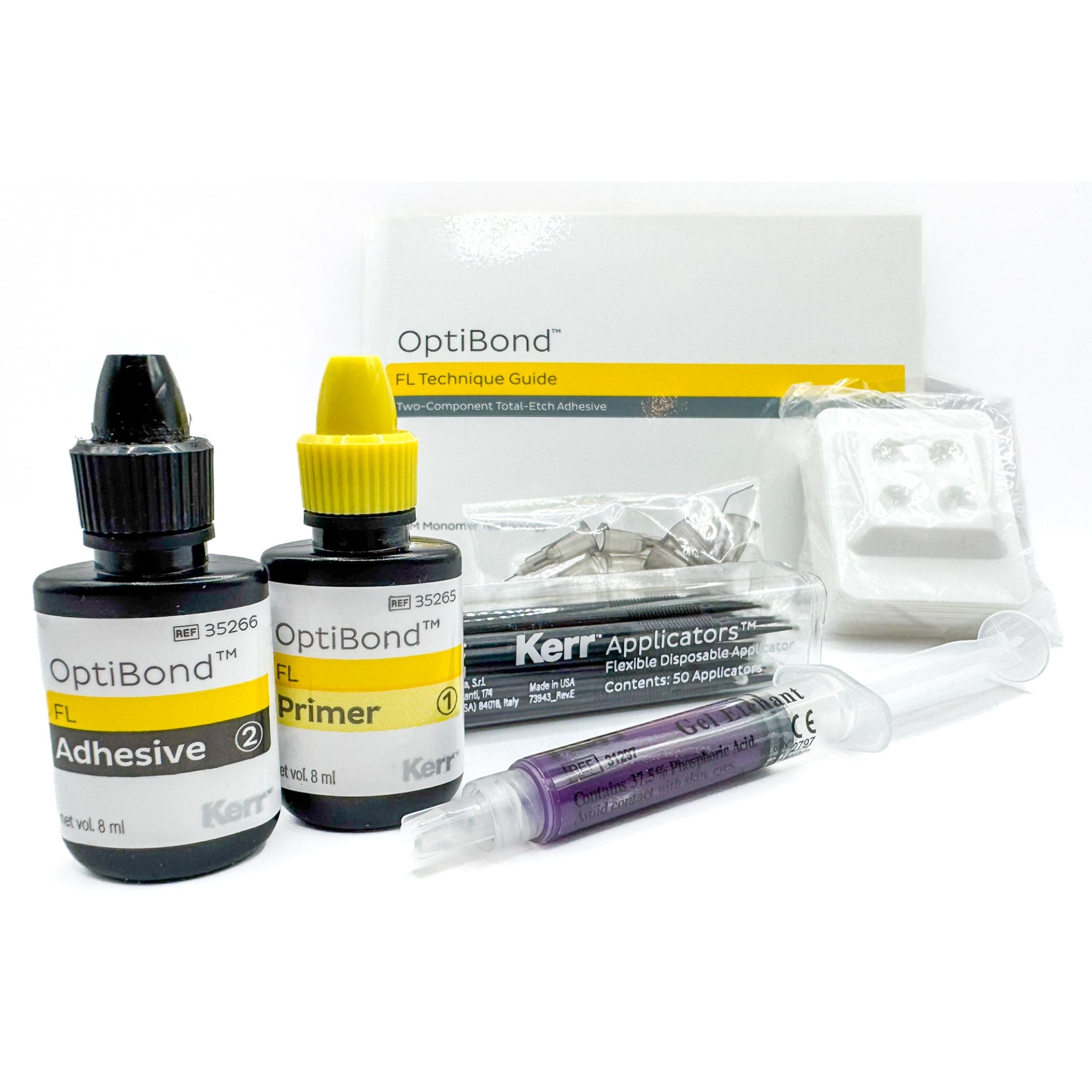 Kit Adhesivo Optibond FL (1 primer 8ml, 1 adhesivo 8ml, 1 Jeri. A.G, 25 Mezcladores, 50 aplicadores desechables)