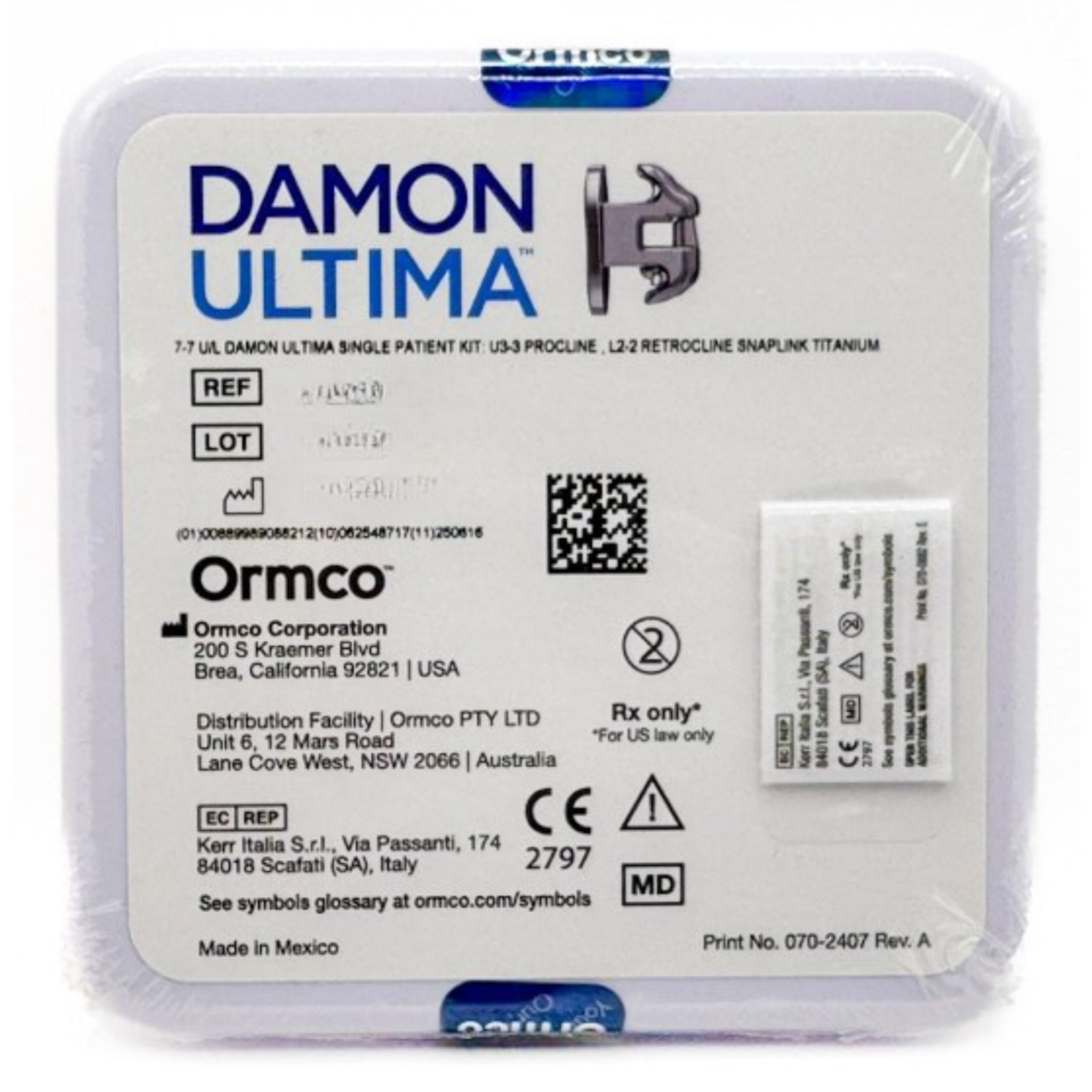 Bk ormco set damon ULTIMA RETROCLINE 7-7 (solo brackets)