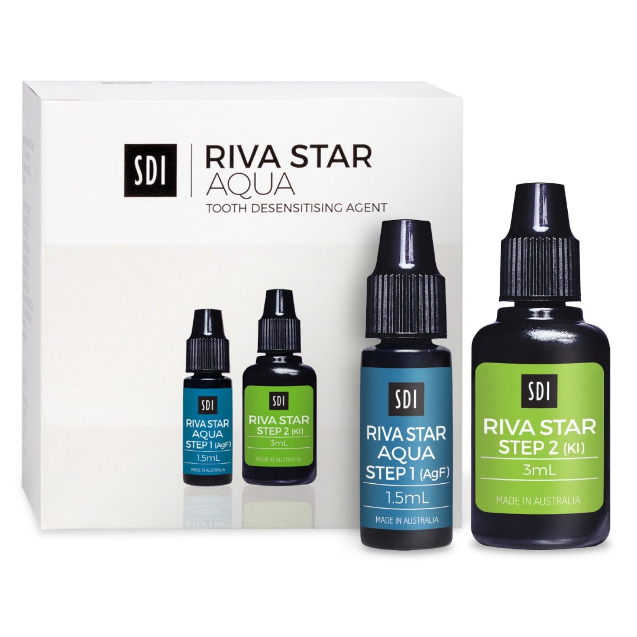 Riva star aqua - cariostatico y desensibilizante dental base agua etapa 1 y 2 frasco
