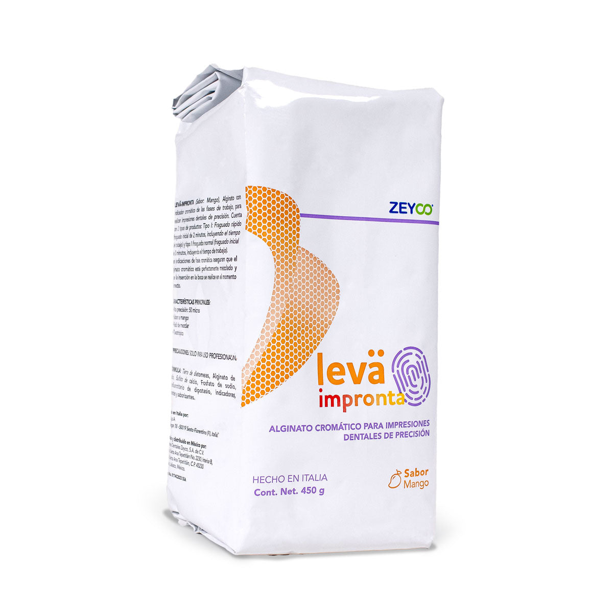 Leva impronta 450 g - alginato cromatico zeyco tipo i sabor mango
