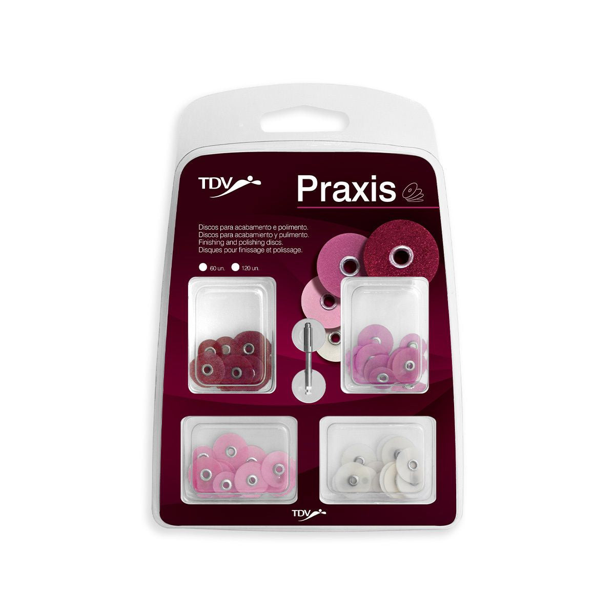 Praxis - 60 discos de lija surtidos + mandril